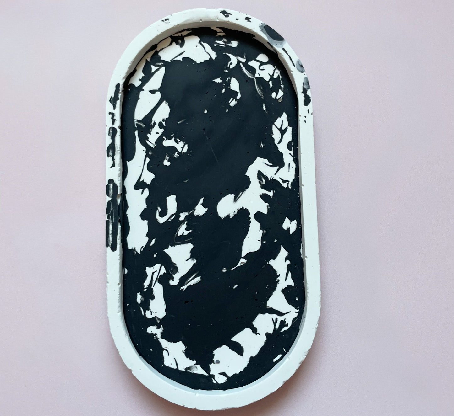 Handmade Jesmonite Tray - Black & White