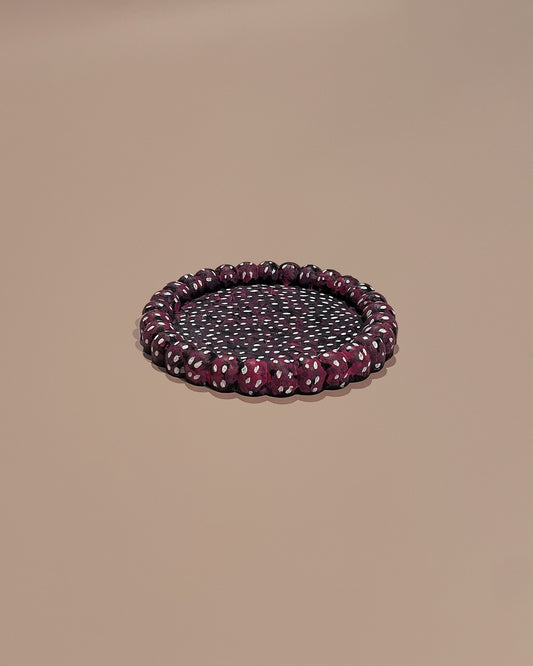 Dark Blue Jesmonite Tray – Hand-Painted Pink & White Speckled Design with Beaded Edge